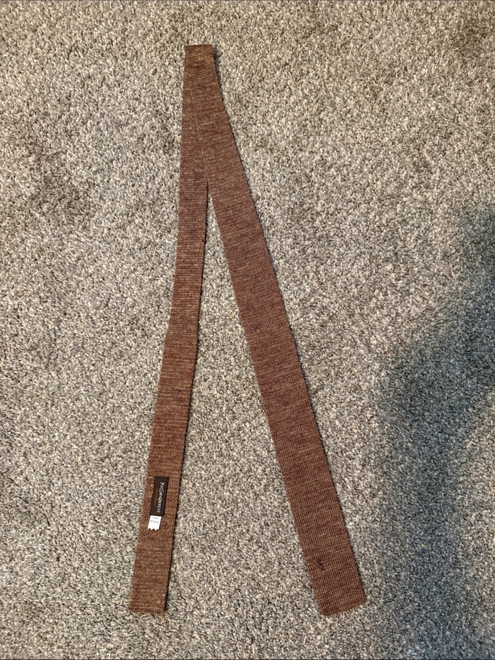 Yves Saint Laurent Brown Knit Slim Tie